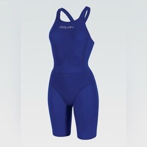 Dolfin Titanium Knee Length Fina Approved Knee Technical Swimsuit Sz 26 Blue